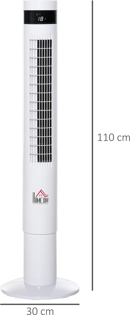 Wentylator kolumnowy 110cm 50W z pilotem oscylacja 85 stopni wydajny stojący czarny | Aosom PL