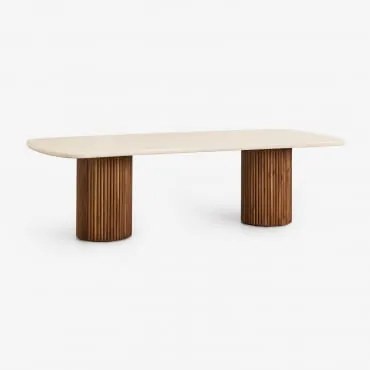 Prostokątny Stół Jadalniany Z Cementu I Drewna Akacjowego Sirvon 230 X 110 Cm - Sklum