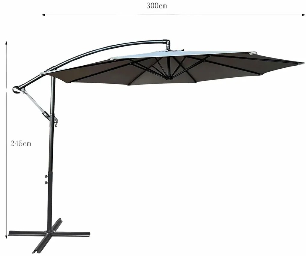Szary okrągły parasol na taras F3-W16