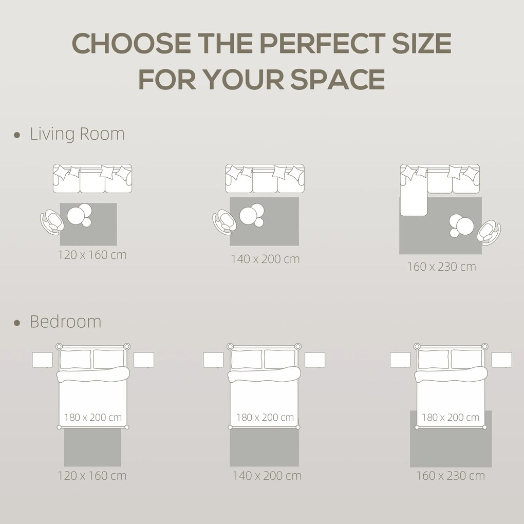 HOMCOM Maszynowo tkany dywan, 15 mm wysokości, uniwersalny, antypoślizgowy, Kremowy