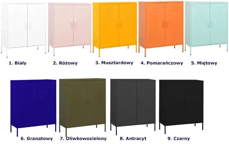 Granatowa szafka gospodarcza w stylu industrialnym H6-D23