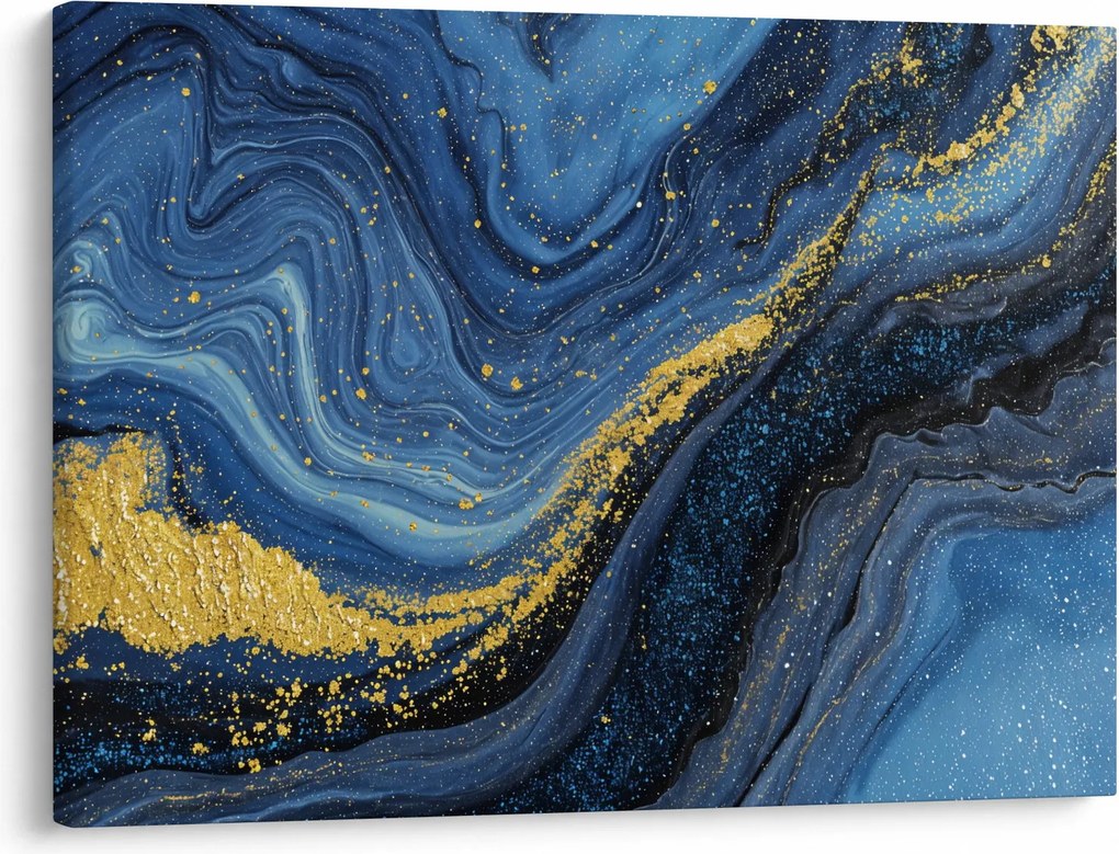 Obraz - Niebiesko-złota abstrakcja (70x50 cm)