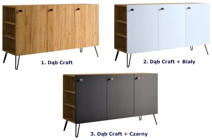 Nowoczesna komoda lewostronna w stylu loft dąb craft - Zorina 7X
