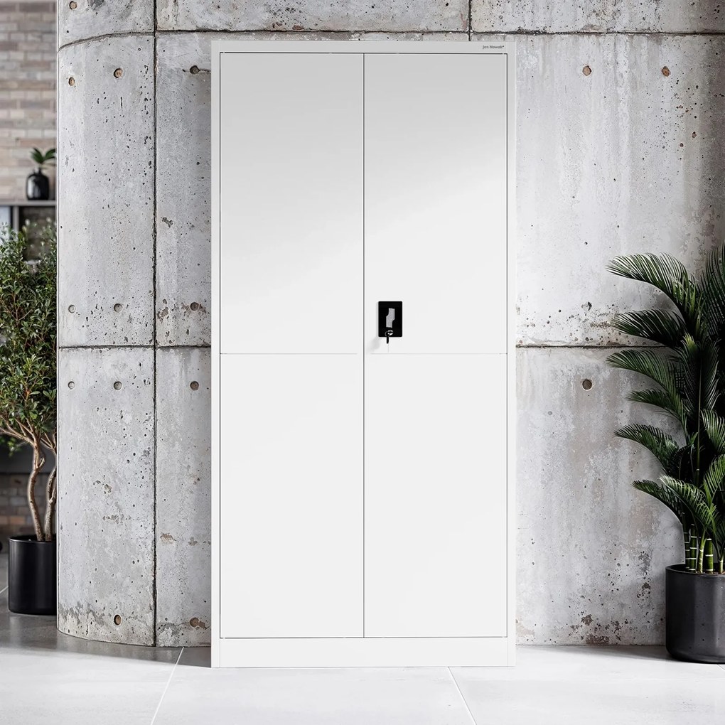 Metalowa szafa gospodarcza Dawid Smart 90x40x185 cm, biała