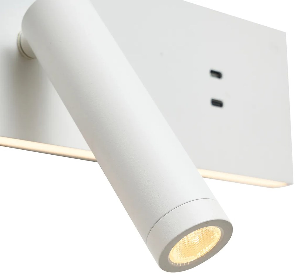 Lampa ścienna biała regulowana z USB-C, w tym LED - Modric Nowoczesny Oswietlenie wewnetrzne