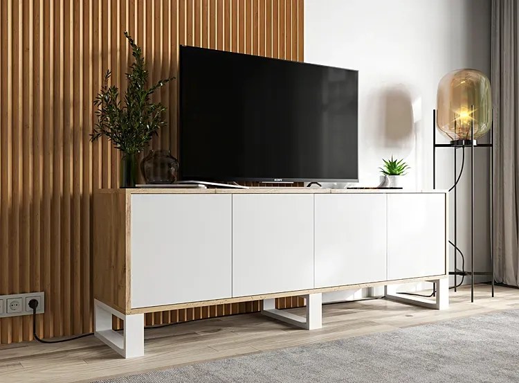 Szafka rtv dąb wotan + biały E7-B97