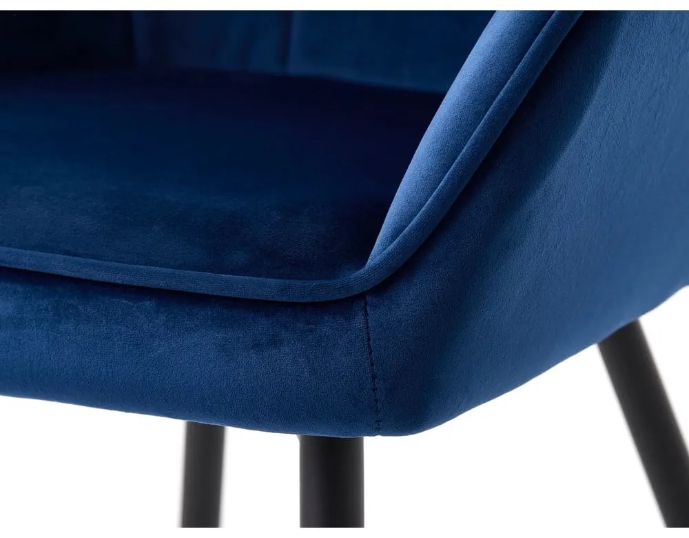 Ciemnoniebieskie aksamitne krzesła z podłokietnikami zestaw 2 szt. Nolan Square – Unique Furniture
