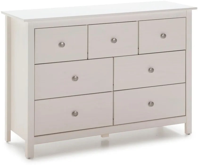 Biała niska komoda z litego drewna sosnowego 110x80 cm Berna – Marckeric