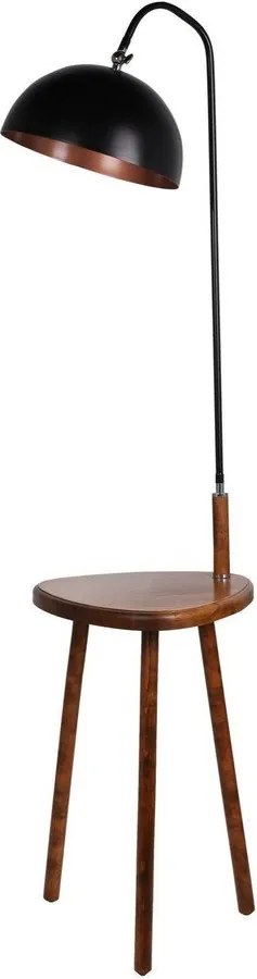 Czarna/brązowa lampa stojąca z półką z metalowym kloszem (wysokość 160 cm) Table – Opviq lights