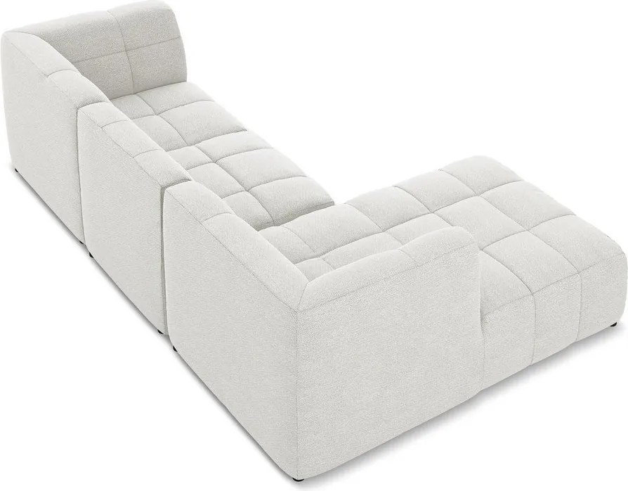 Biały narożnik z materiału bouclé (lewostronny/z szezlongiem) Aloha – Makamii