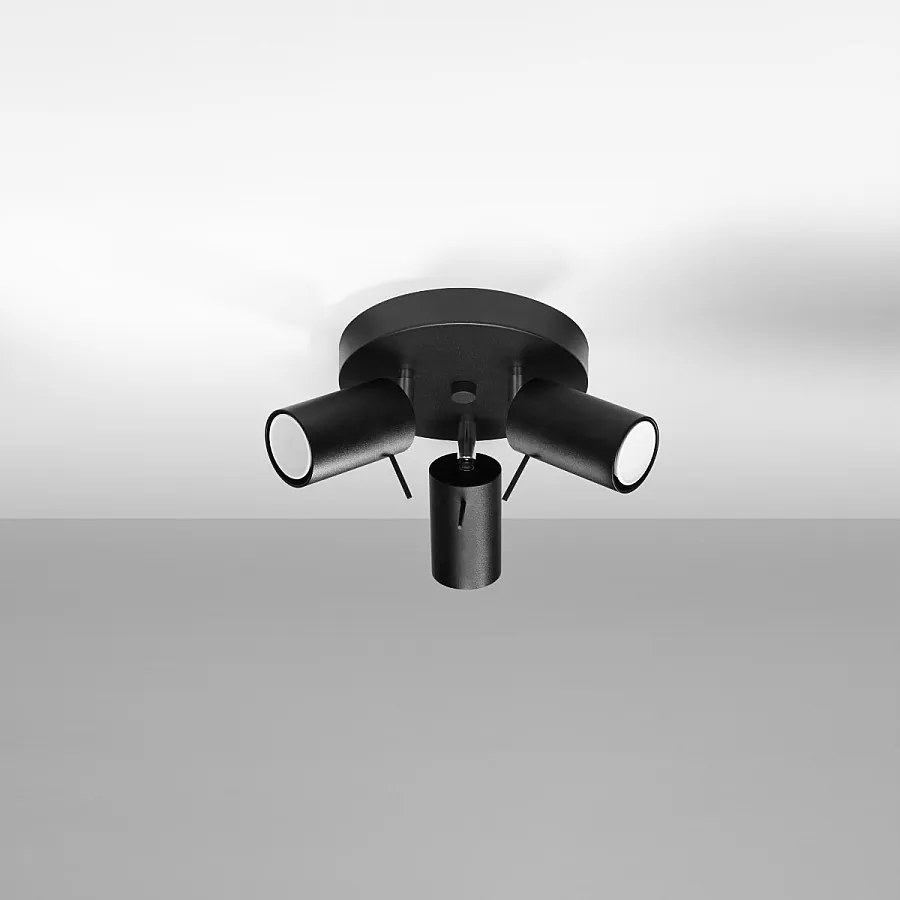 Plafony nowoczesny Briix, stal - 3 źródło światła 4000K - L.20 x H.18 cm - czarny