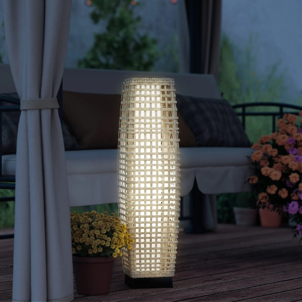 Outsunny Solara lampa stojąca z rattanu z czujnikiem światła Automatyczna LED lampa solarna w stylu boho IP44 wodoodporna | Aosom PL