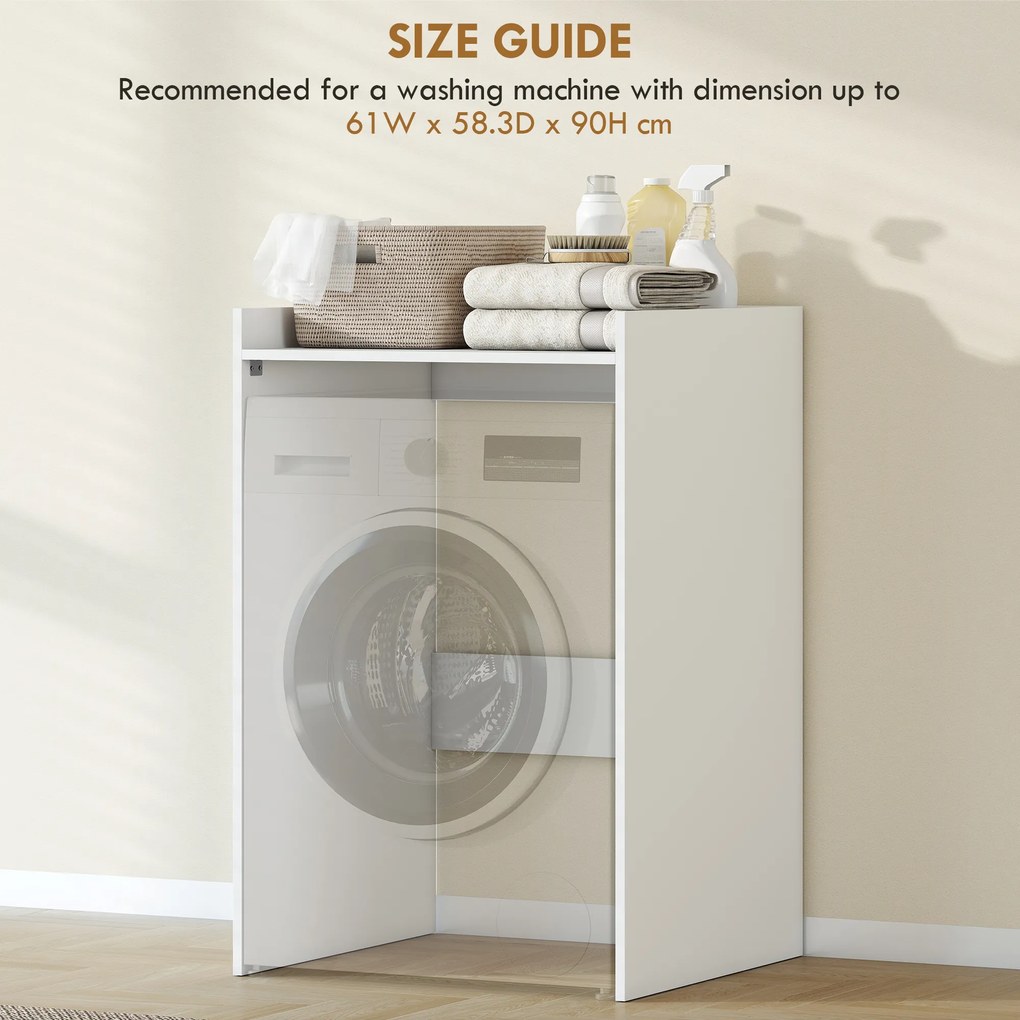 HOMCOM Szafka łazienkowa wnękowa z otwartą półką, szafka łazienkowa do małych pomieszczeń, 64 x 60 x 97,5 cm, Biały | Aosom PL