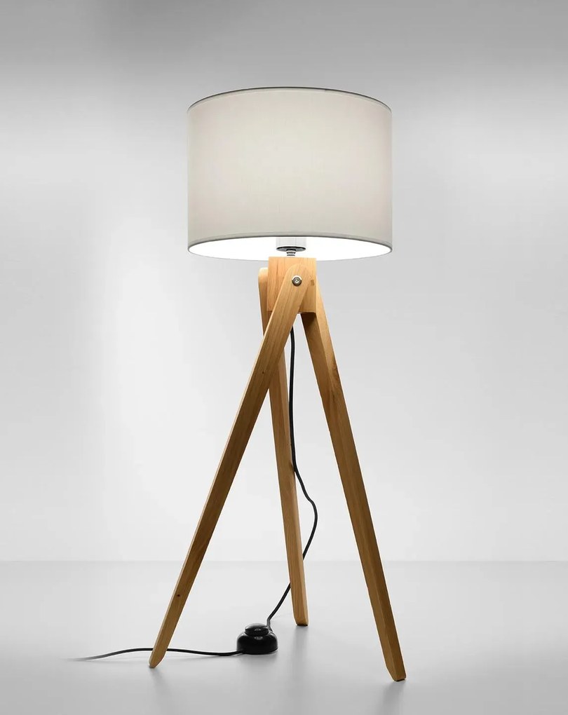 Lampa stojąca LEGNO 1 naturalne drewno/biała SOLLUX  LIGHTING