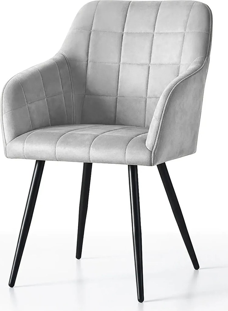 Zestaw 4 szarych pikowanych krzeseł metalowych B5-L83