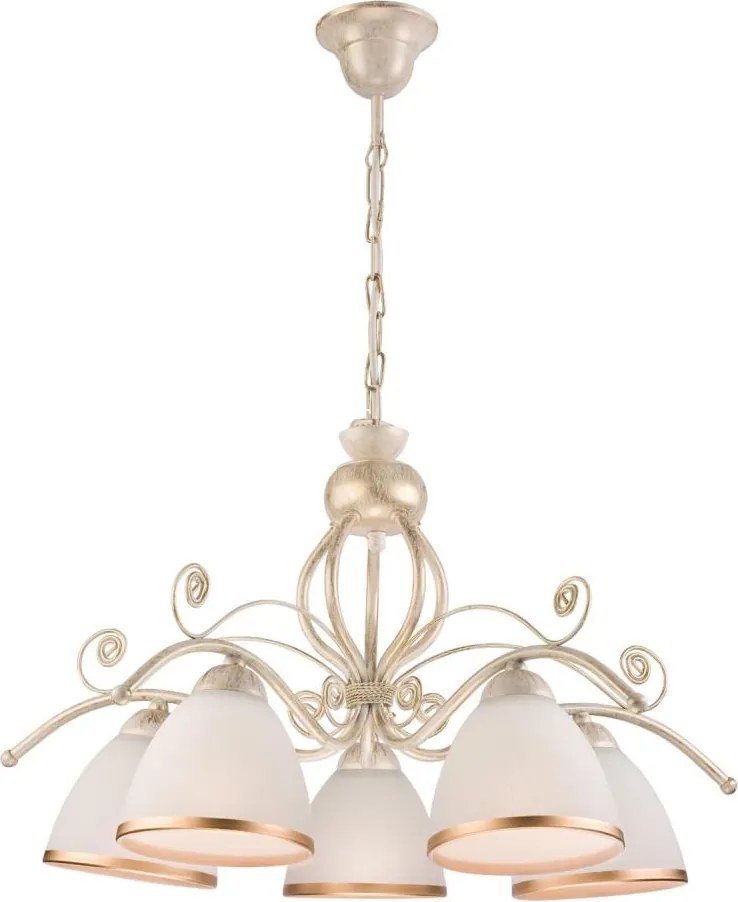 Żyrandol na łańcuchu RETRO II 5xE27/60W/230V biała patyna