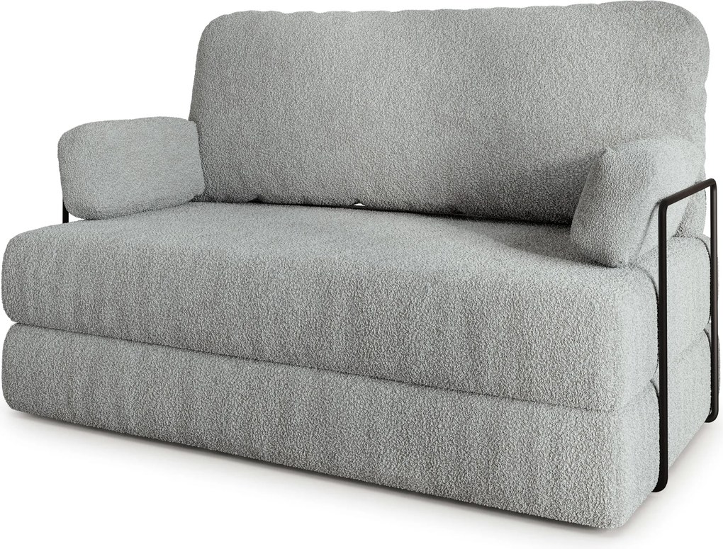 Masseno Sofa piankowa KESTE z funkcją spania, Kanapa z pianki do salonu, Bezmontażowa, Tkanina bucle – Jasnoszary QUELLE 83