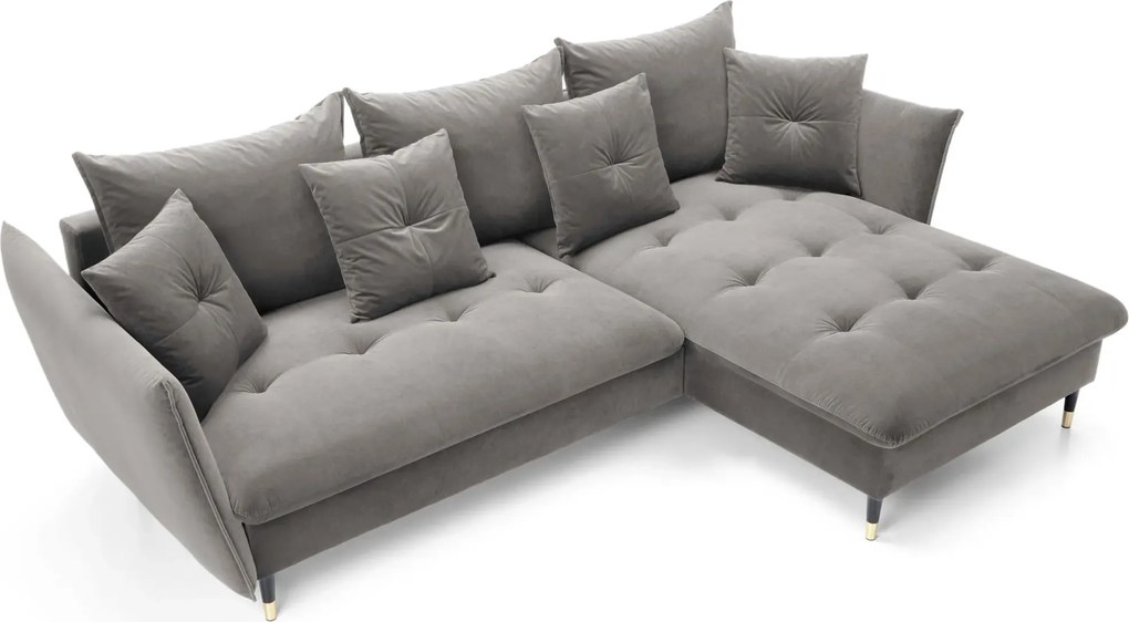 Jasnoszara kanapa narożna pikowana T5-K22