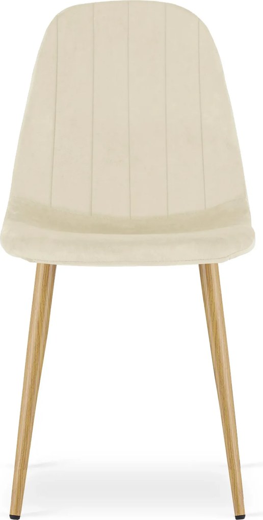 Jasnobeżowe metalowe krzesło tapicerowane welurem T3-H36