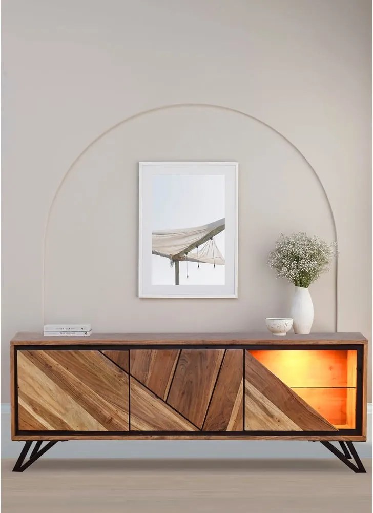 Szafka pod TV z litego drewna akacjowego 150x51x40 cm Ambala – Interia Home &amp; Living