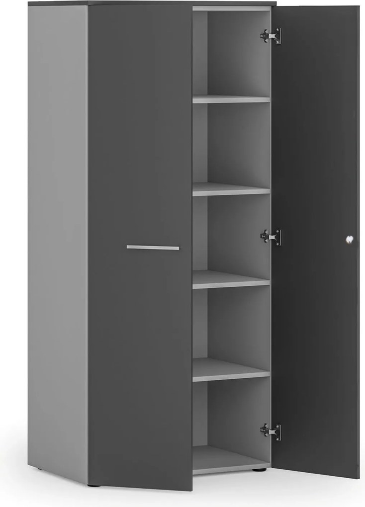 Szafa biurowa z drzwiami PRIMO GRAY, 800 x 500 x 1781 mm, szary/grafitowy