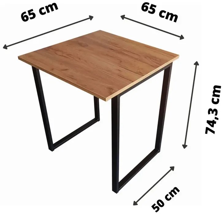 Mały kwadratowy stół kuchenny 65x65 dąb craft złoty M7-E39