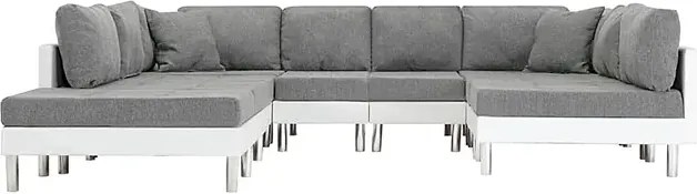 Sofa modułowa biało-jasnoszara z ekoskóry  - Basket