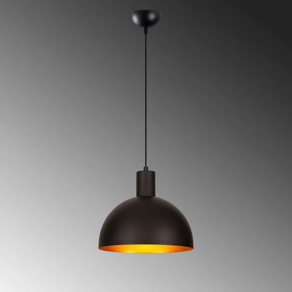 Czarna/w kolorze złota lampa wisząca z metalowym kloszem ø 30 cm Bakh – Opviq lights