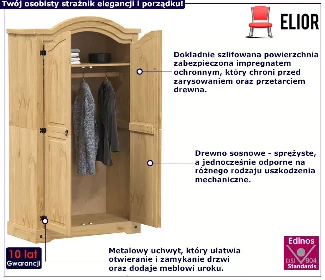 Drewniana dwudrzwiowa szafa miodowy brąz D6-L21