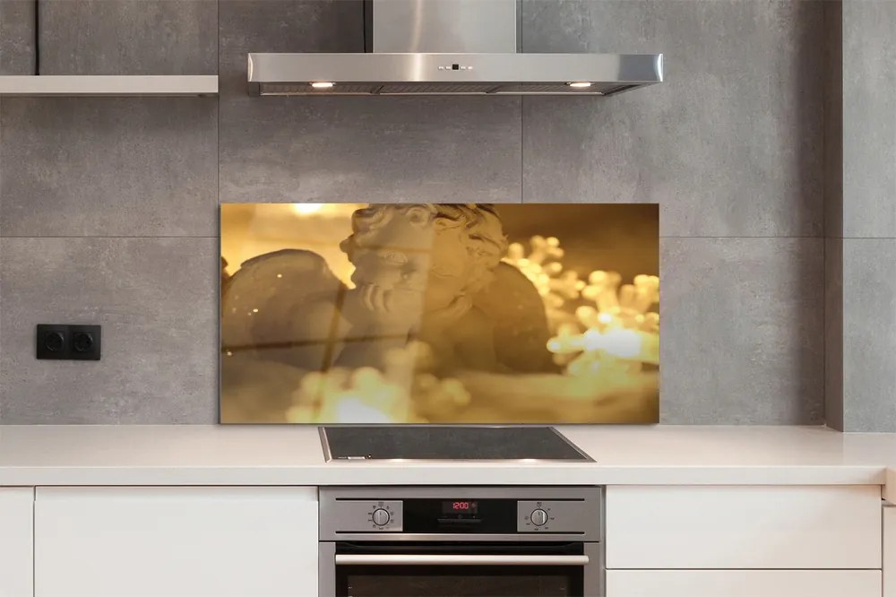 Panel szklany do Kuchni Śpiący Aniołek w Blasku Lampek