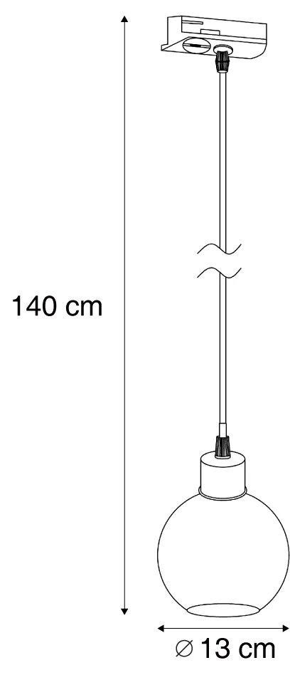 Nowoczesna lampa wisząca czarna ze szkłem dymnym do systemu szynowego 1-fazowego - Iconic Lava Nowoczesny Oswietlenie wewnetrzne