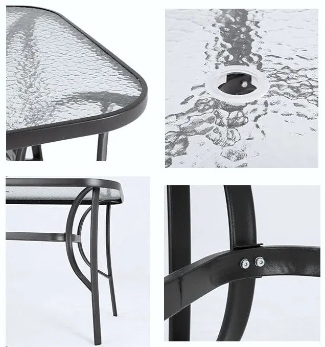 Stół stolik prostokątny T25 120x80 szklany metal na balkon taras do ogrodu