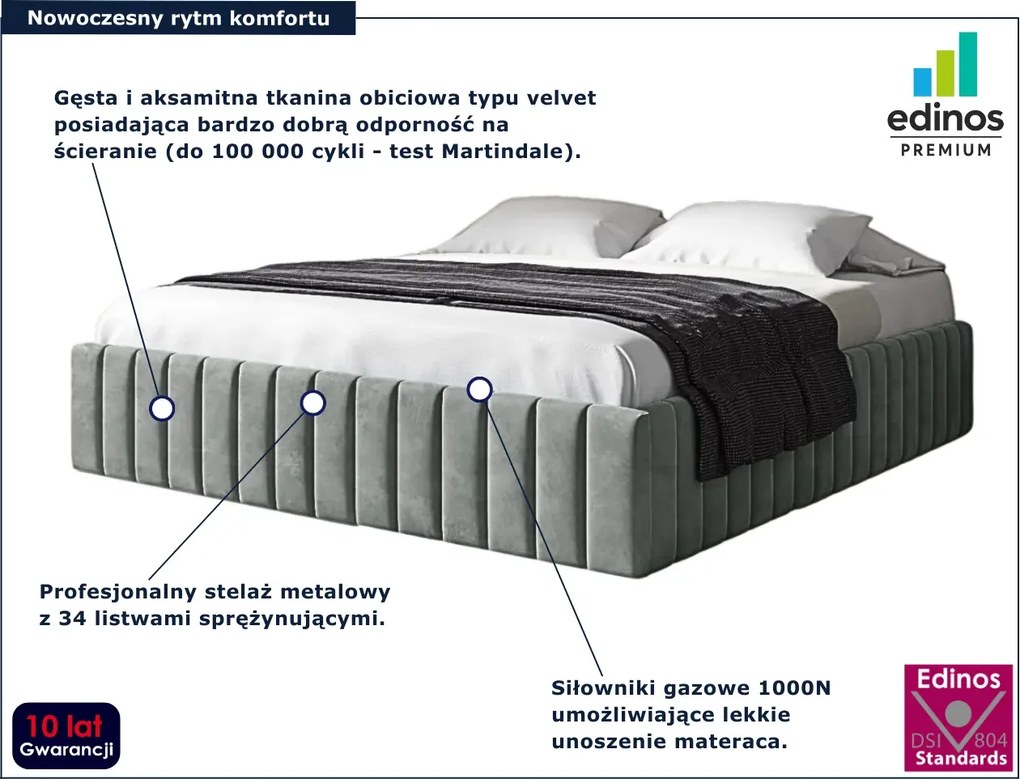 Szare nowoczesne łóżko tapicerowane 5 rozmiarów E8-B39