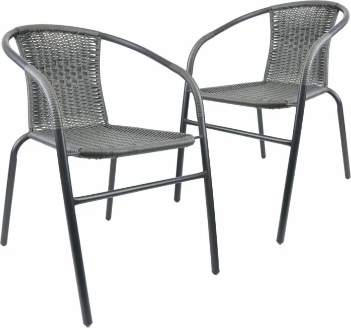 Zestaw krzeseł ogrodowych bistro, szare, 2 szt