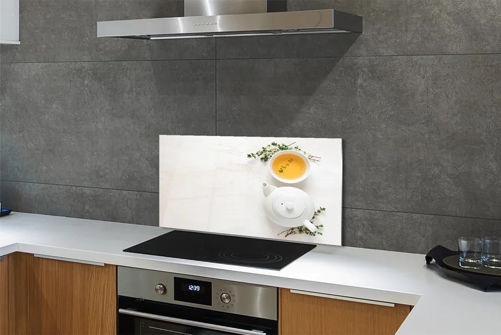 Szklany Panel Dzbanek Świeżej Herbaty