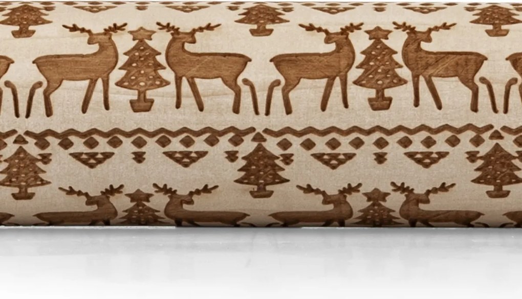 Toro Drewniany wałek z dekorem Renifer, 38  cm