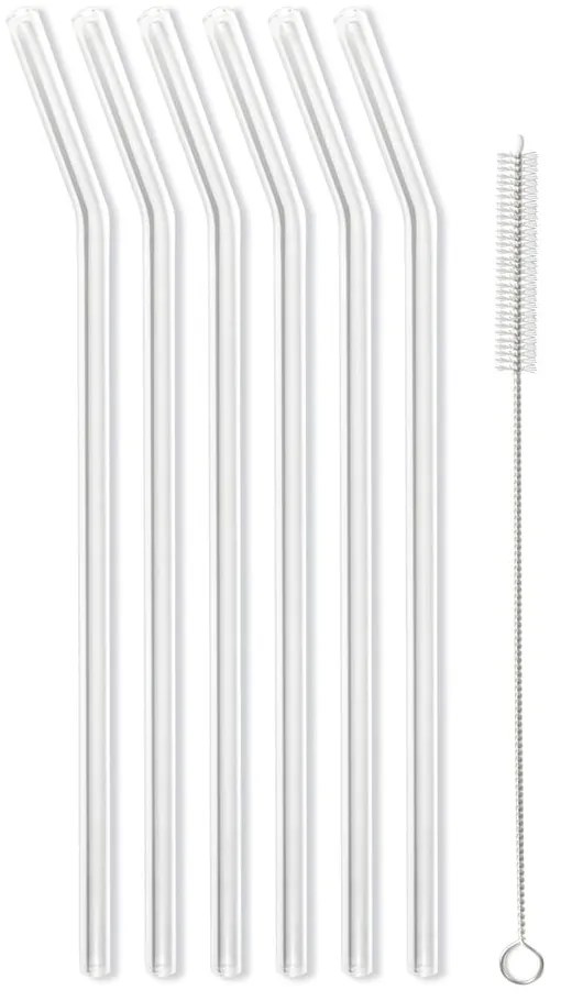 Zestaw 6 białych szklanych słomek Vialli Design, dł. 23 cm