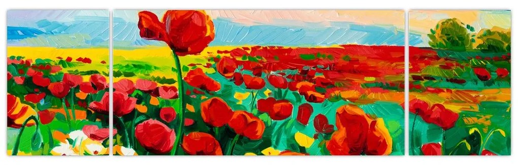Obraz pola z makami (170x50 cm)