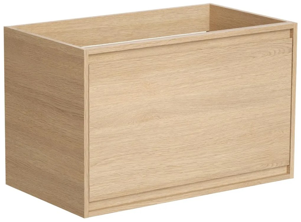 Szafka pod umywalkę z szufladą wewnętrzną - Okleina dębowa - 80 cm - MESLIVA