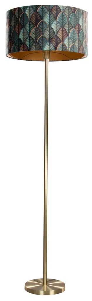 Lampa podłogowa z mosiądzu z aksamitnym abażurem w kształcie liści i złotym wnętrzem 50/50/25 - Simplo klasyczny/Antyczny Oswietlenie wewnetrzne