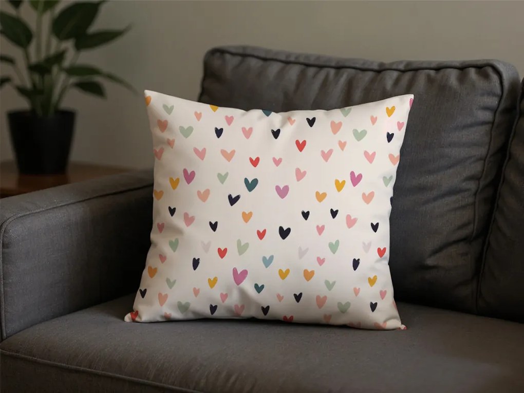Bawełniana poszewka na poduszkę DOTHEARTS POLY 45x45 cm, kremowy