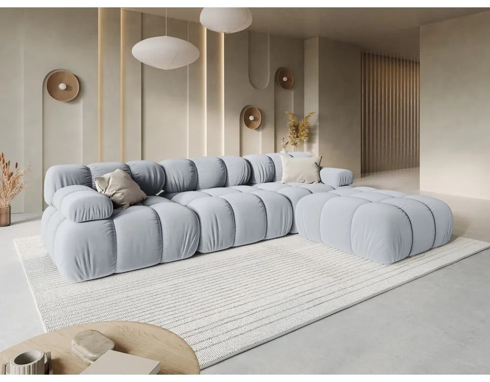 Jasnoniebieska aksamitna sofa 282 cm Bellis – Micadoni Home