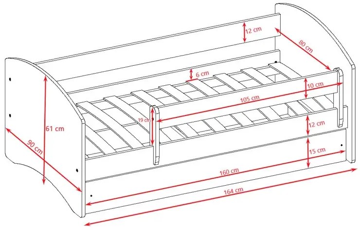 Łóżko dla chłopca z materacem mix 80x160 W4-L21