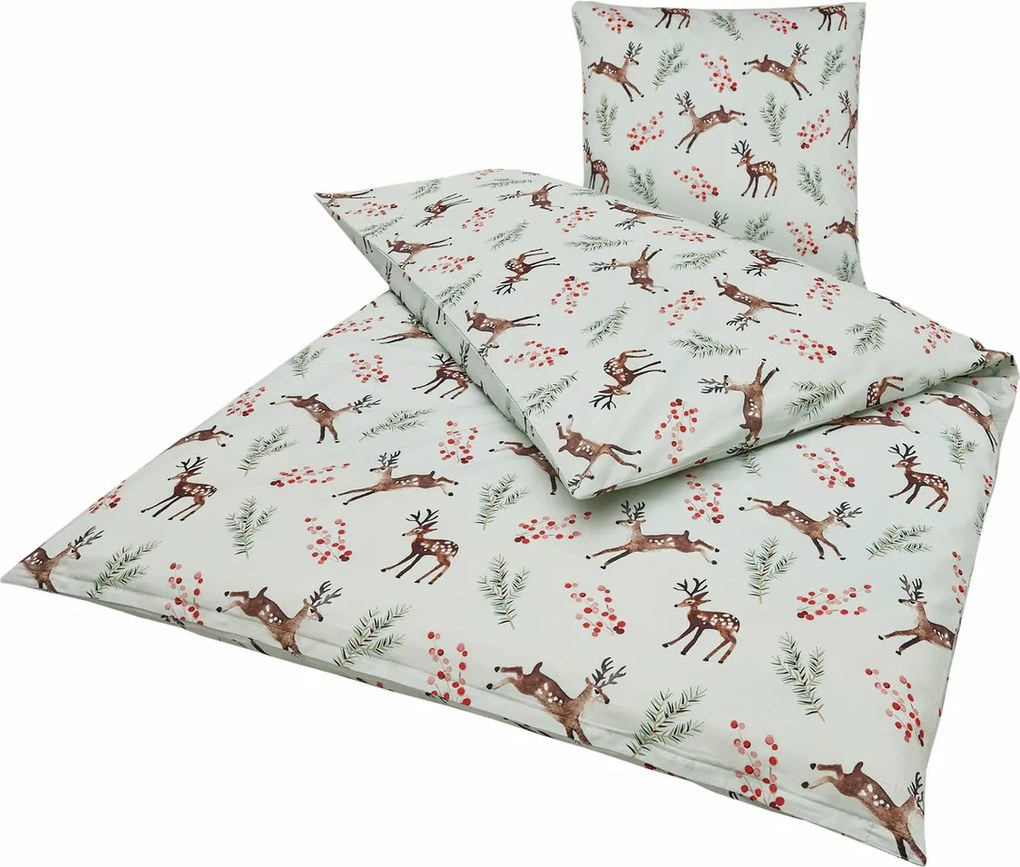 PrzytulneMieszkanie.pl PrzytulneMieszkanie.pl Pościel z bawełny Renforcé ROXY NOEL jasna zielona Rozmiar pościeli: 80 x 80 cm | 135 x 200 cm