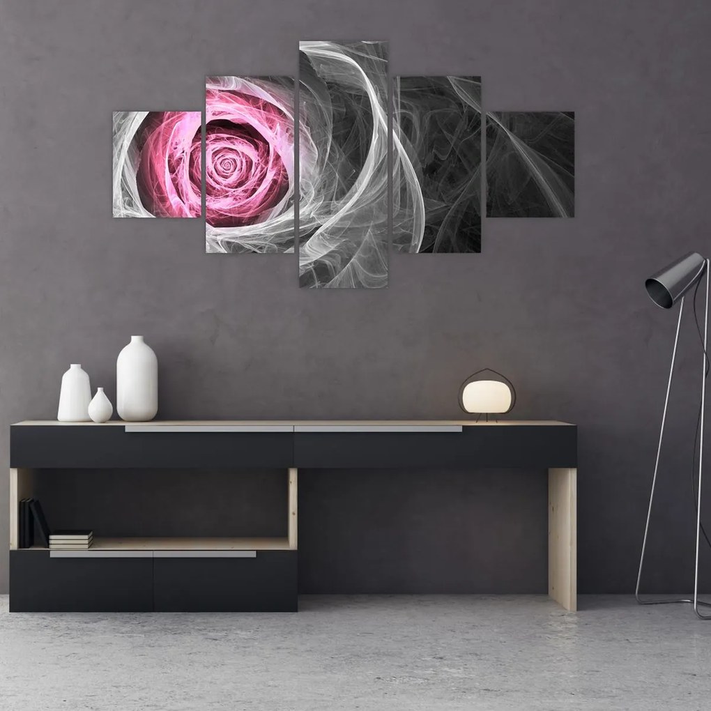 Obraz - Róż abstrakcyjny, fuksja (125x70 cm)