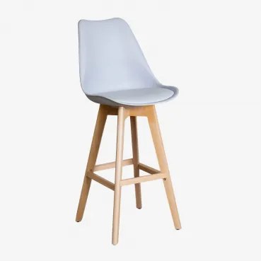 Zestaw 4 Wysokich Stołków 75 Cm Z Poduszką Z Ekoskóry Nordic Szary Delfin - Sklum