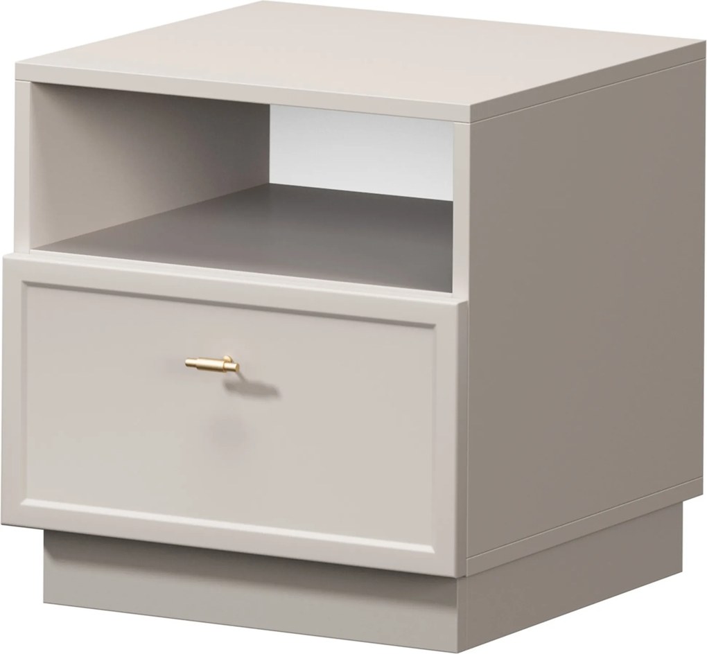 Szafka nocna Lorini z szufladą 45 cm - kaszmir / złoty uchwyt T-bar