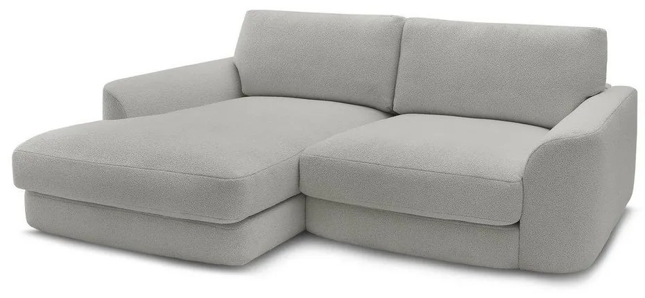 Jasnoszary narożnik z materiału bouclé (lewostronny/z szezlongiem) Leonore – Bobochic Paris