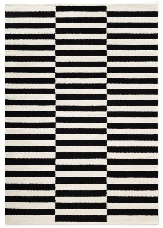 Czarno-biały wełniany dywan dwustronny tkany ręcznie 120x180 cm Donna – Hanse Home