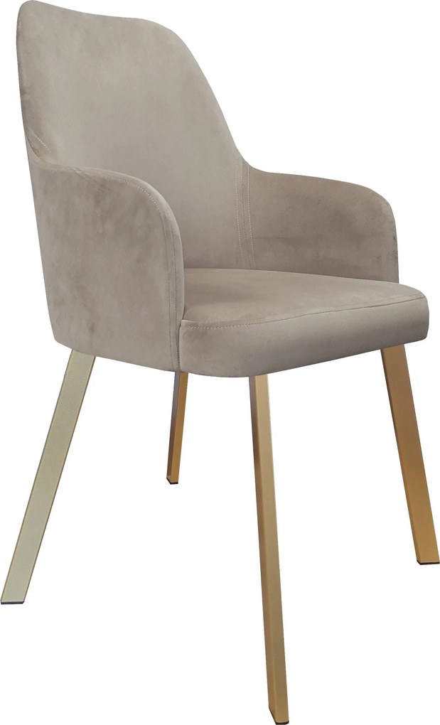 Krzesło WESTA tkanina Welur noga metalowa elegancki styl loftowy : Kolor nogi - Złota profil, Kolor tkaniny - VELVET - MG09, Typ siedziska - Siedzisko stałe